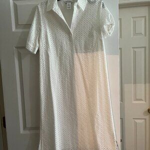White eyelet Shirt Dress